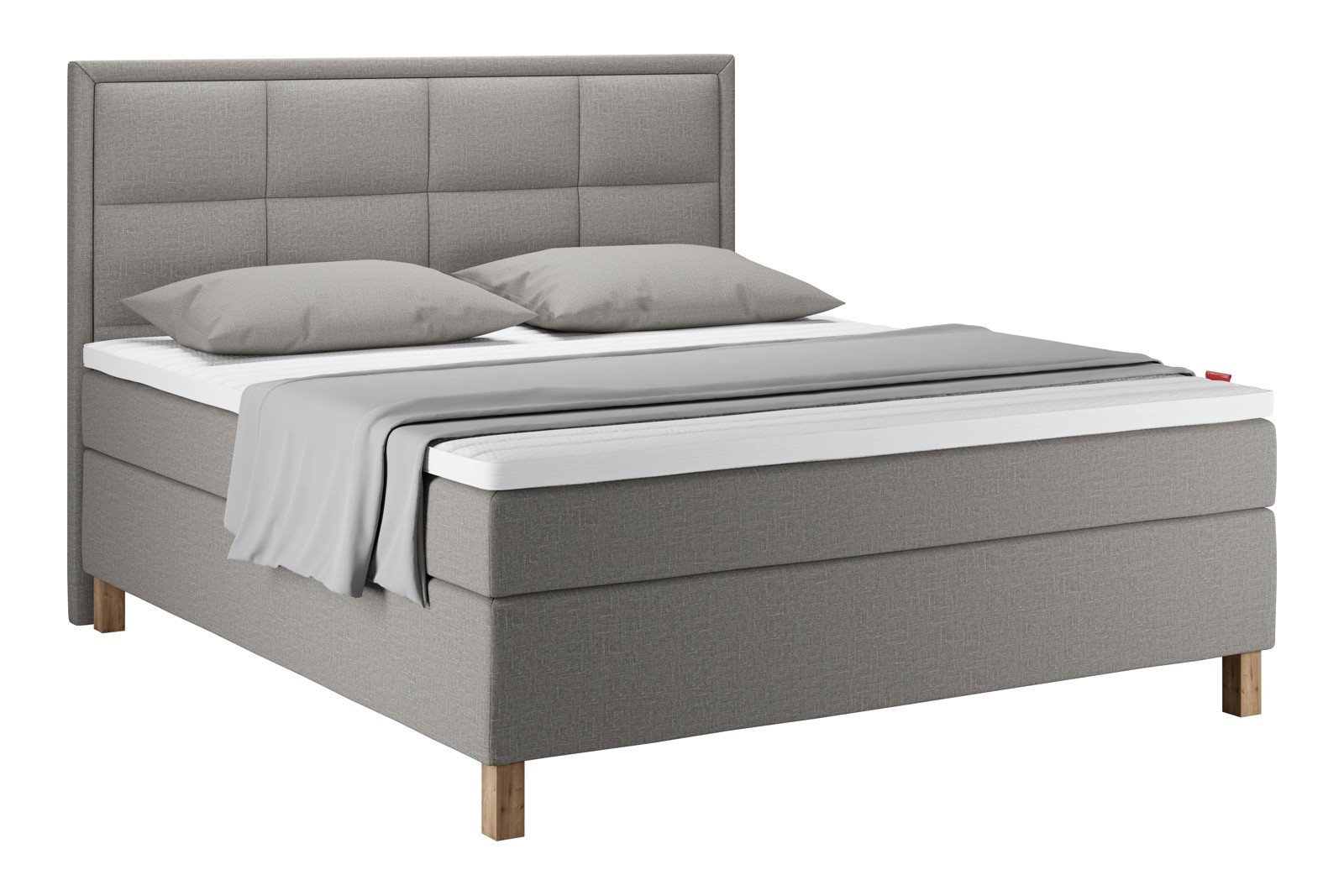 Sensitive 400 Kontinentalseng 160x200 cm Tekstil Taupe 70 Fast/Fast m/Premium latex overmadrass og round hvitvasket ben 13cm, gavl selges separat