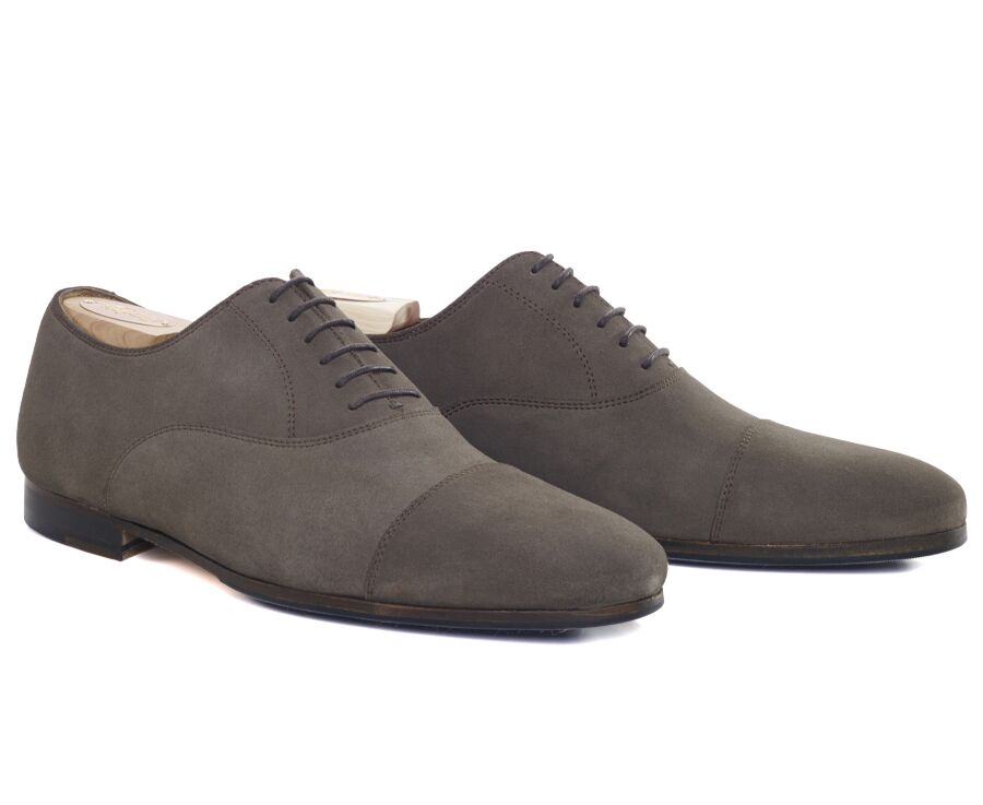 Richelieu homme Velours Taupe semelle cuir avec patin - LENNOX PATIN