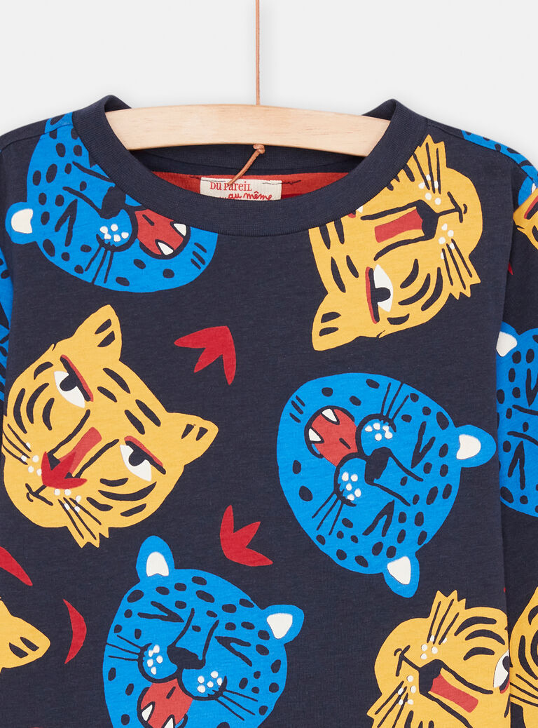 T-shirt à fond bleu réversible garçon