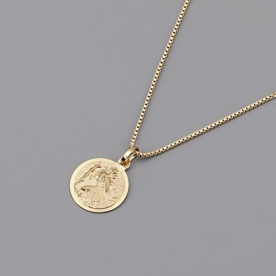 trendor Kinder-Anhänger Christophorus Gold 585 mit vergoldeter Halskette gold