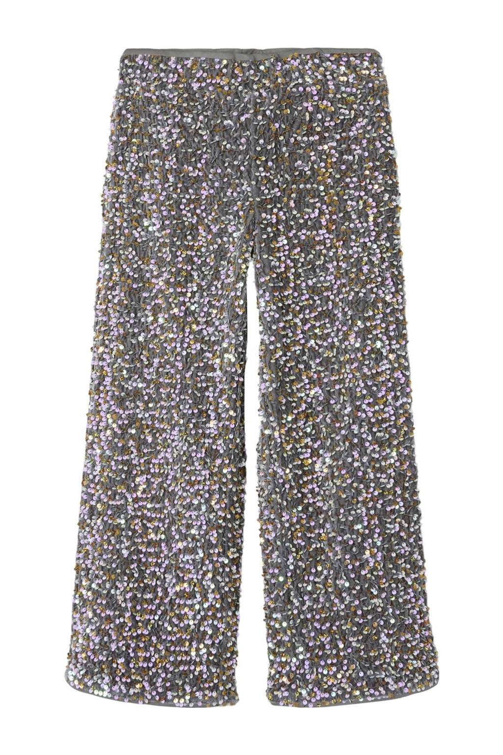 NAME IT gemêleerde wide leg broek NKFRUNICA grijs/lila