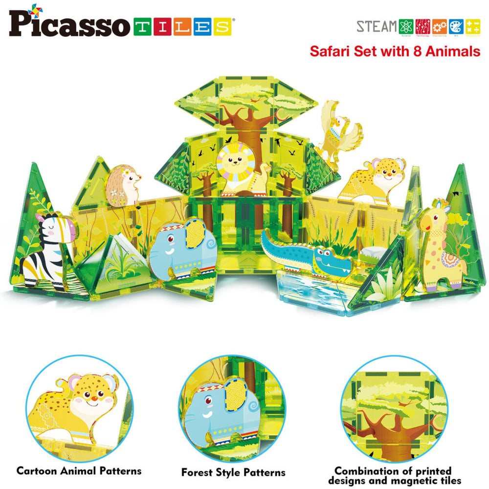 Køb Picasso Tiles Picasso Tiles 46 Stk Magnetiske Byggesæt Safari