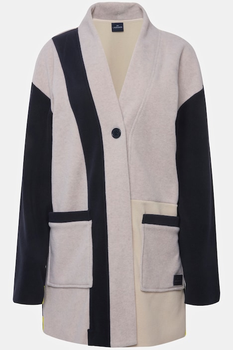 Jacke, Fleece, Colorblocking, Kelchkragen, Langarm, OEKO-TEX
