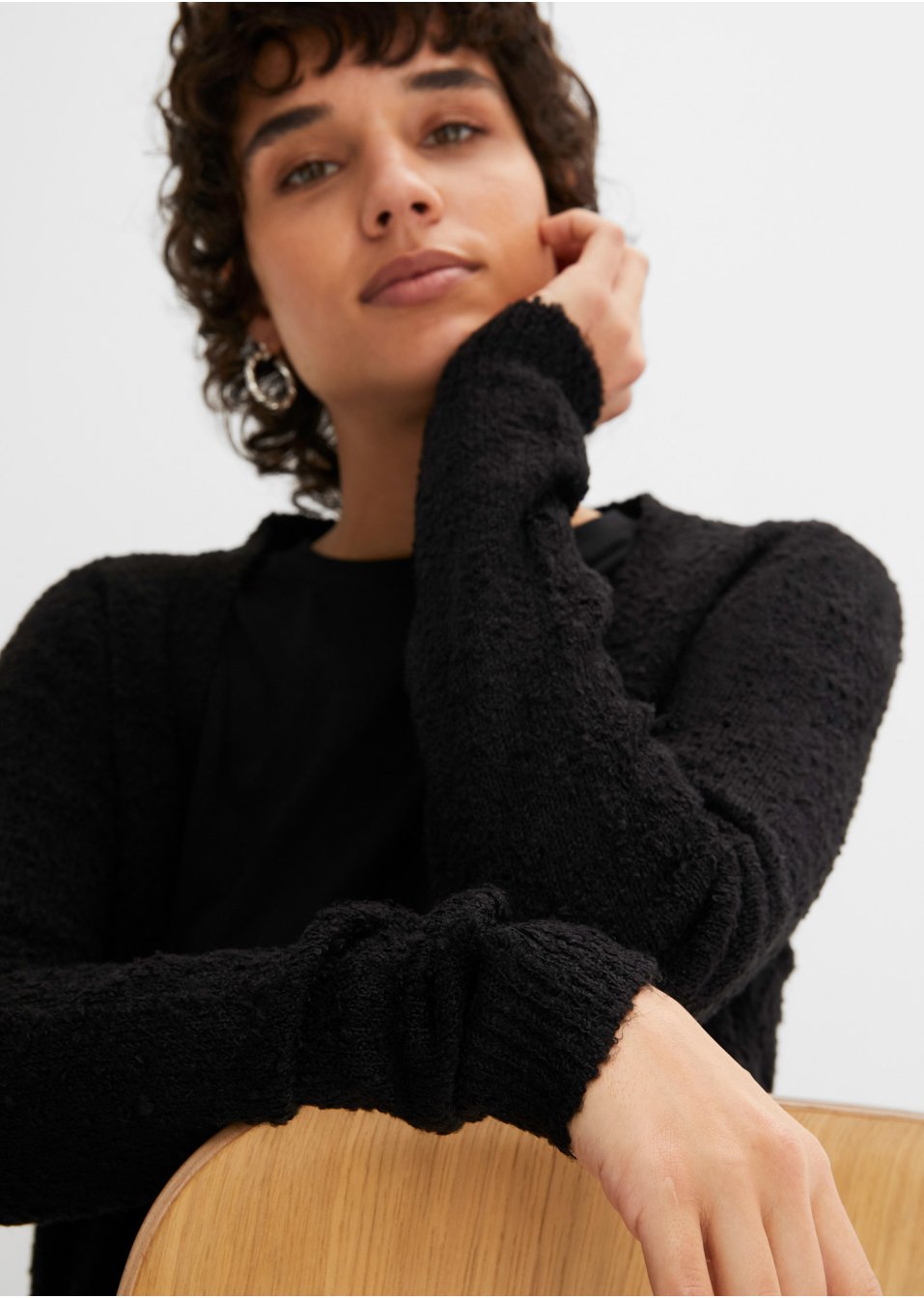 Gilet long en maille bouclée