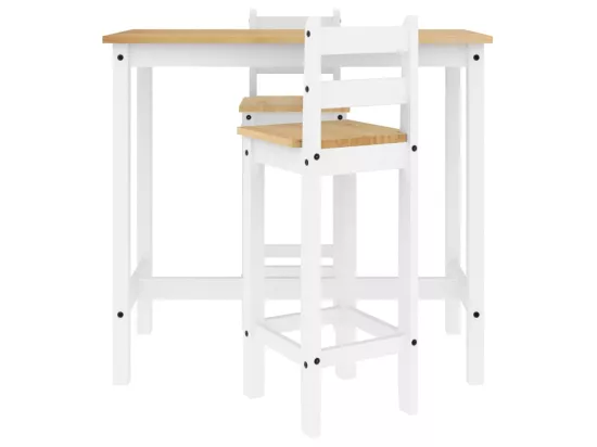 Ensemble de bar 3 pcs Blanc Bois de pin massif