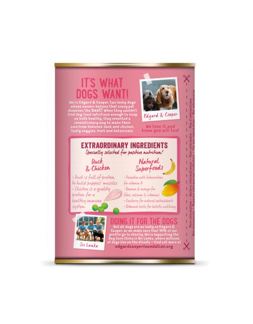 Edgard&Cooper Blik Duck Chicken Puppy - Hondenvoer - Eend Kip Banaan 400 g Graanvrij