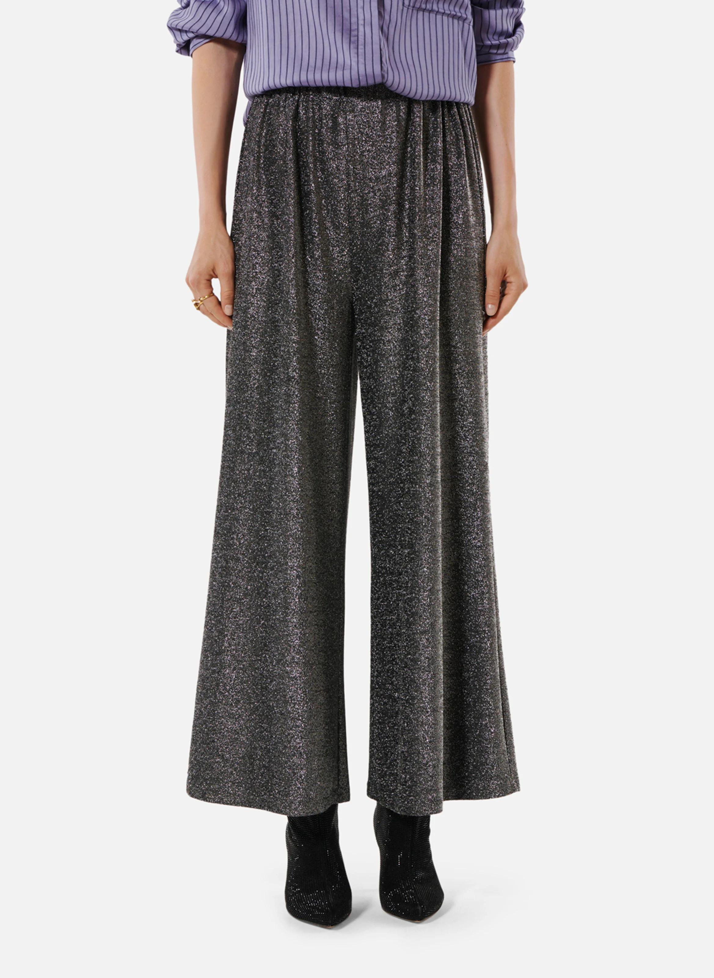 DISCO - Pantalon large en lurex| Argent