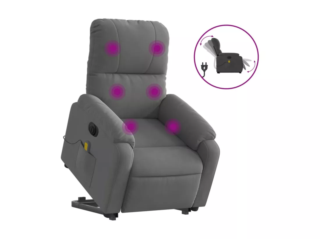 Fauteuil inclinable massant électrique gris foncé