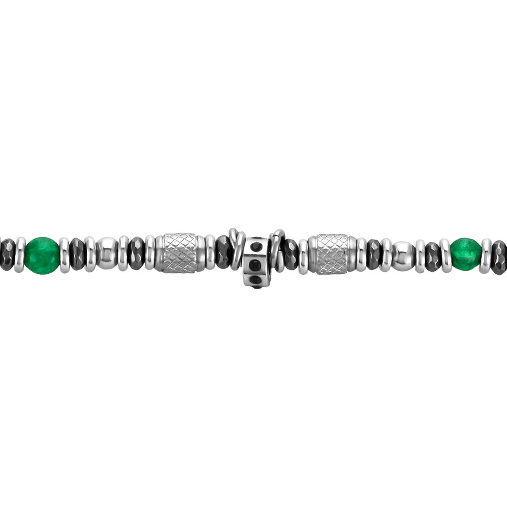Bracelet Cliff Acier Gris Aventurine Hématite Oxyde De Zirconium