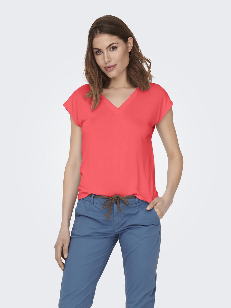 SOMENTE<br>Camiseta de manga curta com decote em V