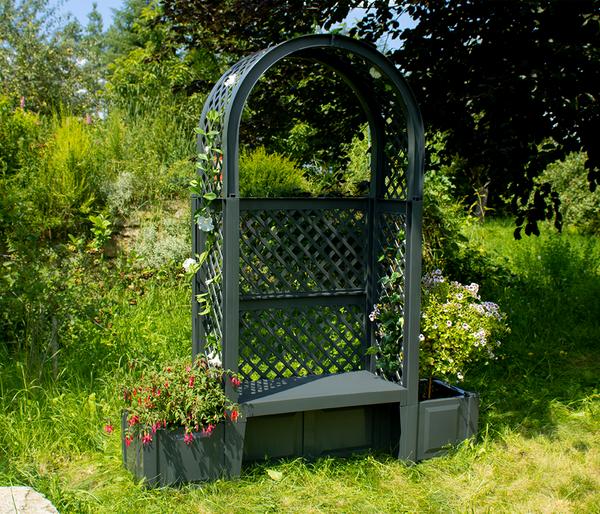 KHW Kunststoff-Gartenbank mit Rosenbogen
