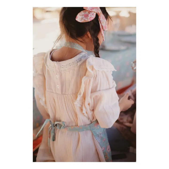 Louise Misha Tablier Eve en coton bio | Bleu turquoise