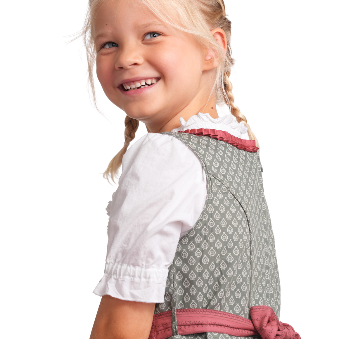 Topolino Mädchen Dirndl mit Allover-Muster dunkelgrün / rosa