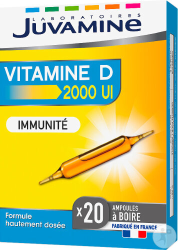 Juvamine Vitamine D 2000UI Immunité 20 Ampoules
