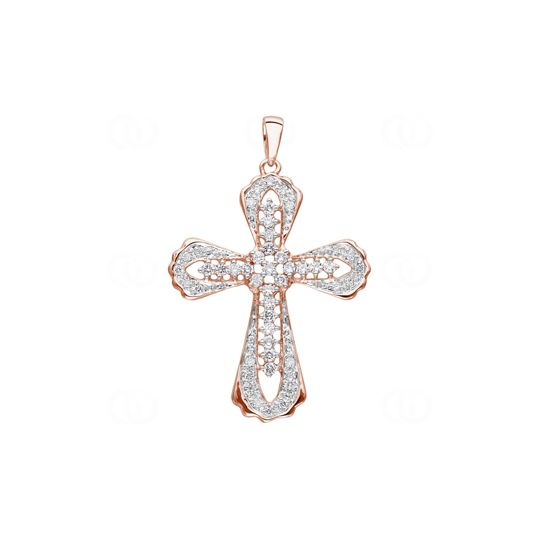 Kreuzanhänger 750/18 K Roségold mit Diamanten 0.51 ct H/si