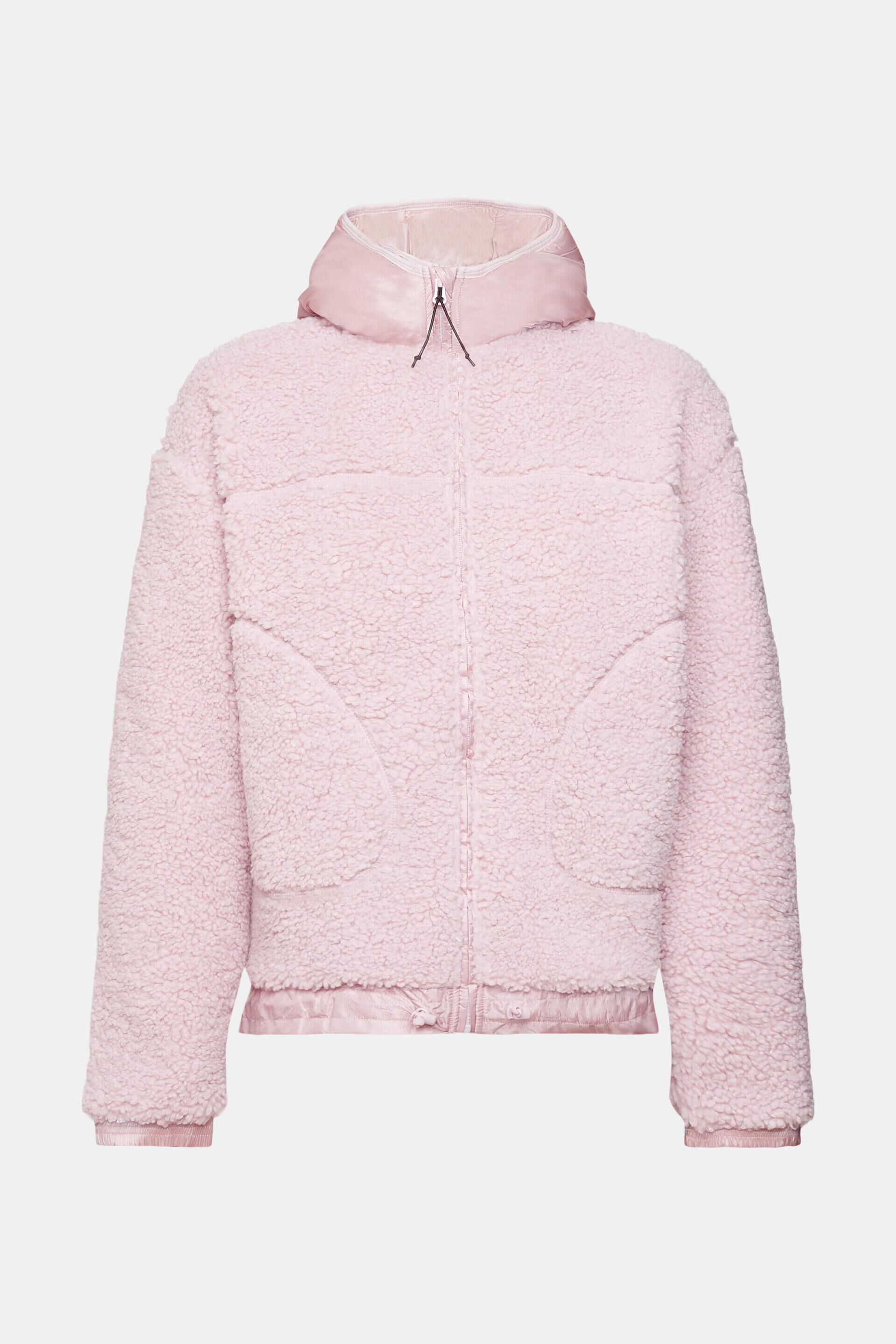 Cardigan zippé en polaire peluche à capuche