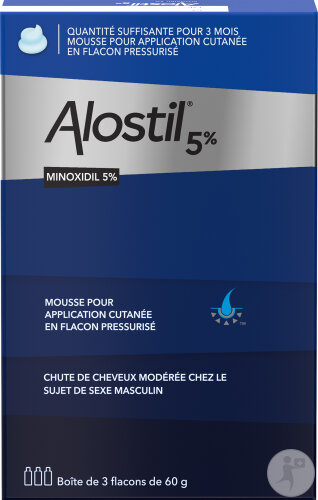 Alostil Minoxidil 5% Mousse Pour Application Cutanée Flacons Pressurisés 3x60ml