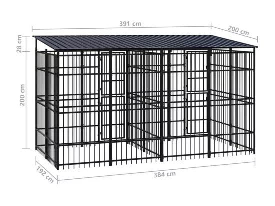 Chenil cage enclos pac noire 384 x 192 x 200 cm 02_0041767