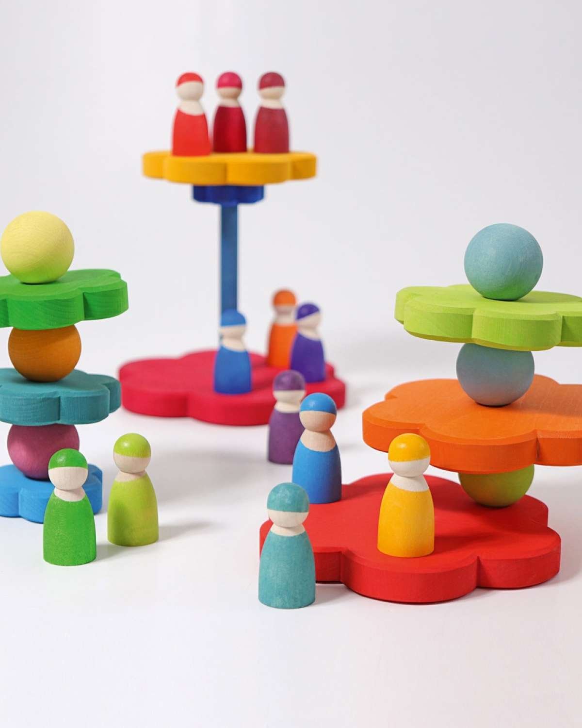 Stabletårn Blomst m/ hull til Bursdagsring figurer – 2i1 | Montessori Leker