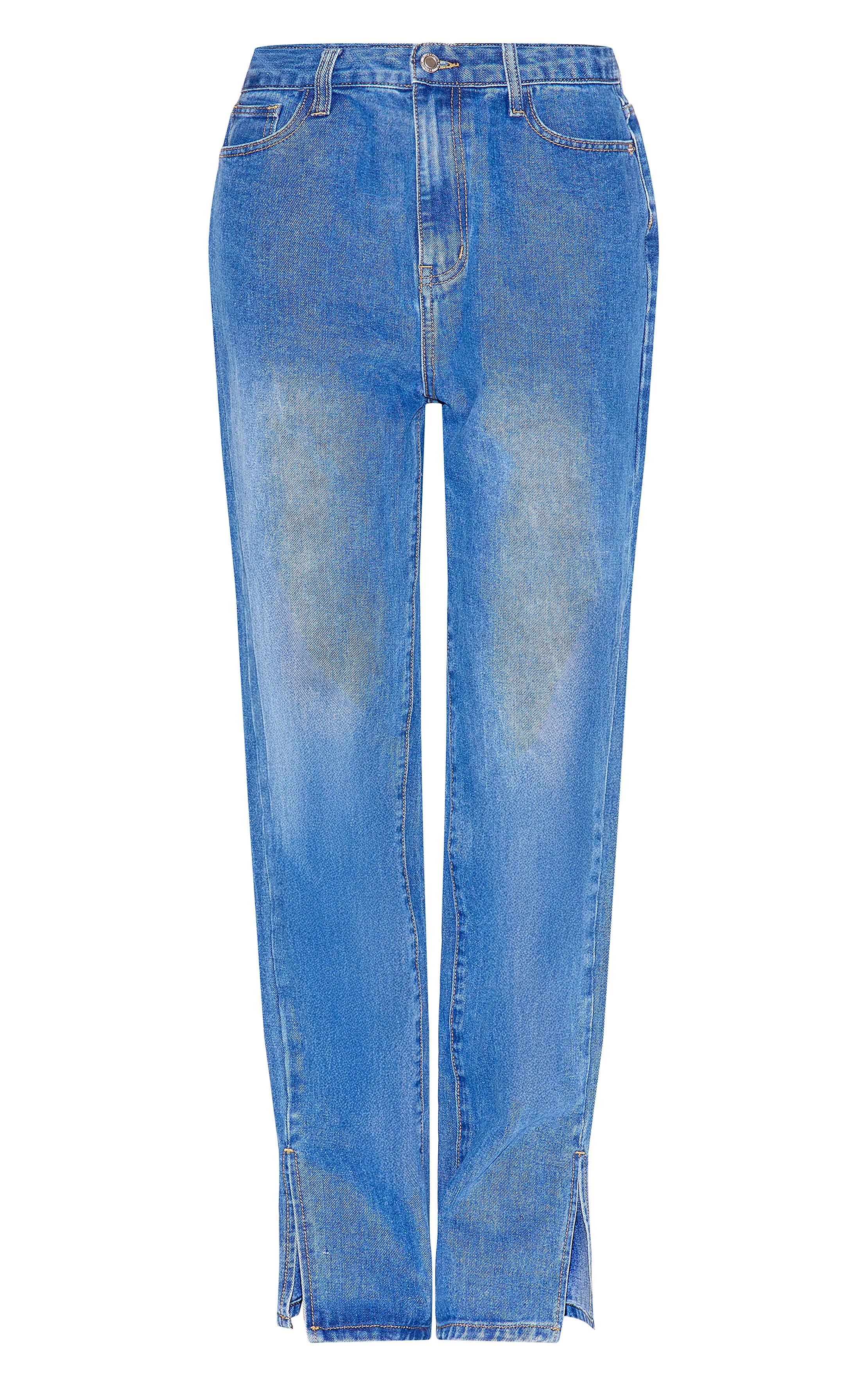 Mid Blue Wash Jean L30 À Ourlet Fendu