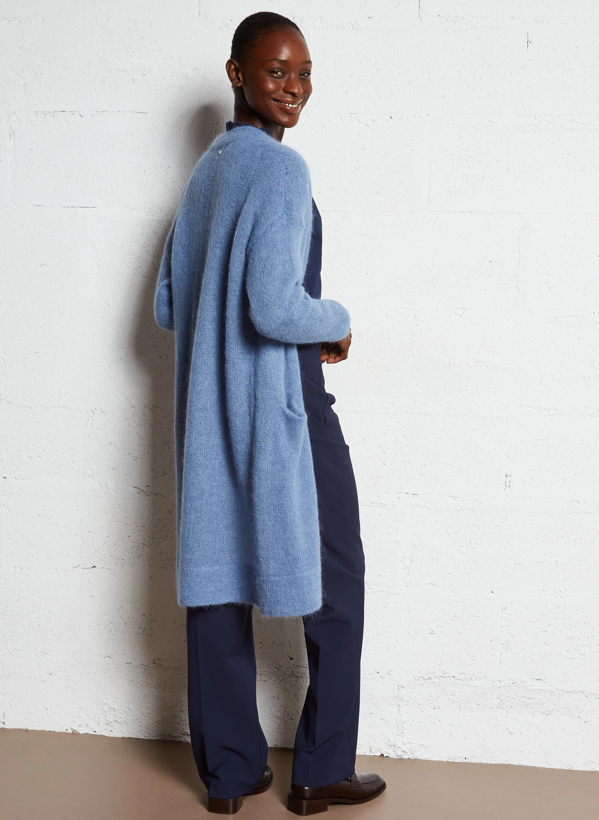 GAARANCYA - Gilet droit en laine mélangée | Bleu