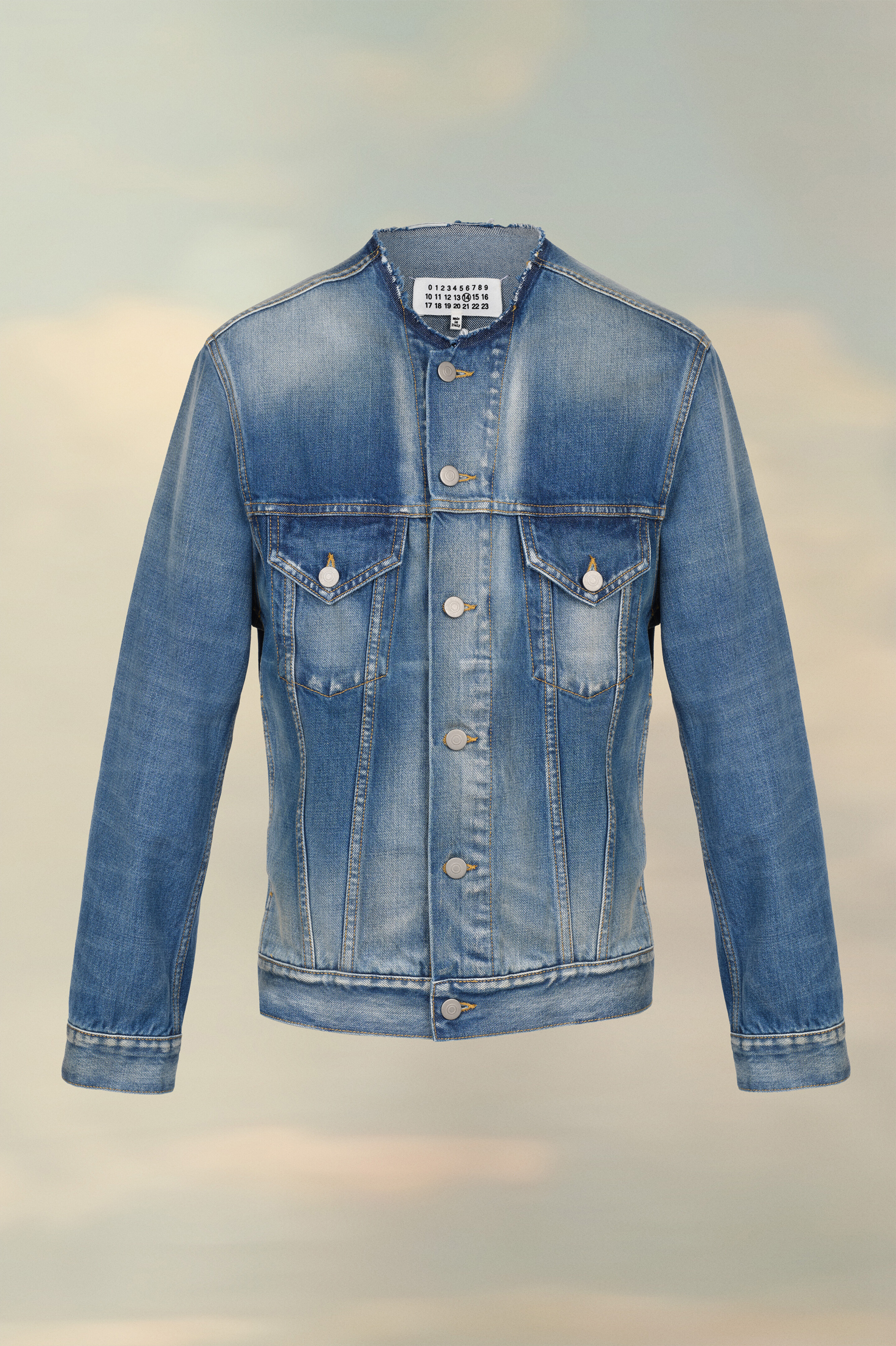 Veste sans col en denim