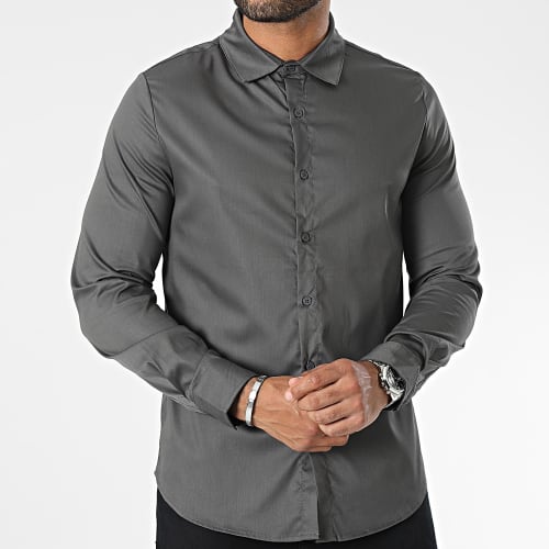 Chemises Manches Longues Gris Anthracite