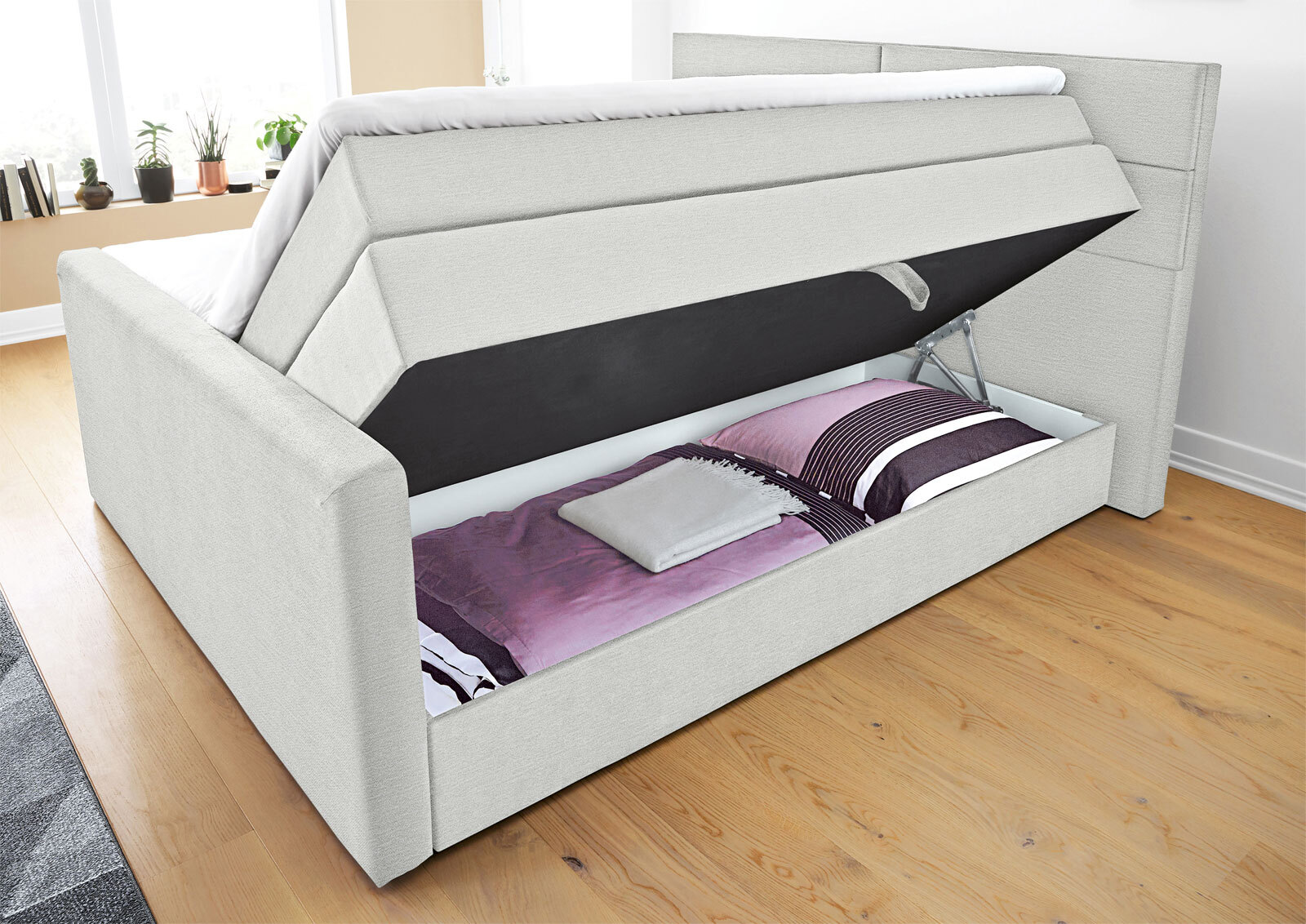 Ole Gunderson Boxspringbett FENTISSIMO SPACE 180 x 200 cm hellgrau