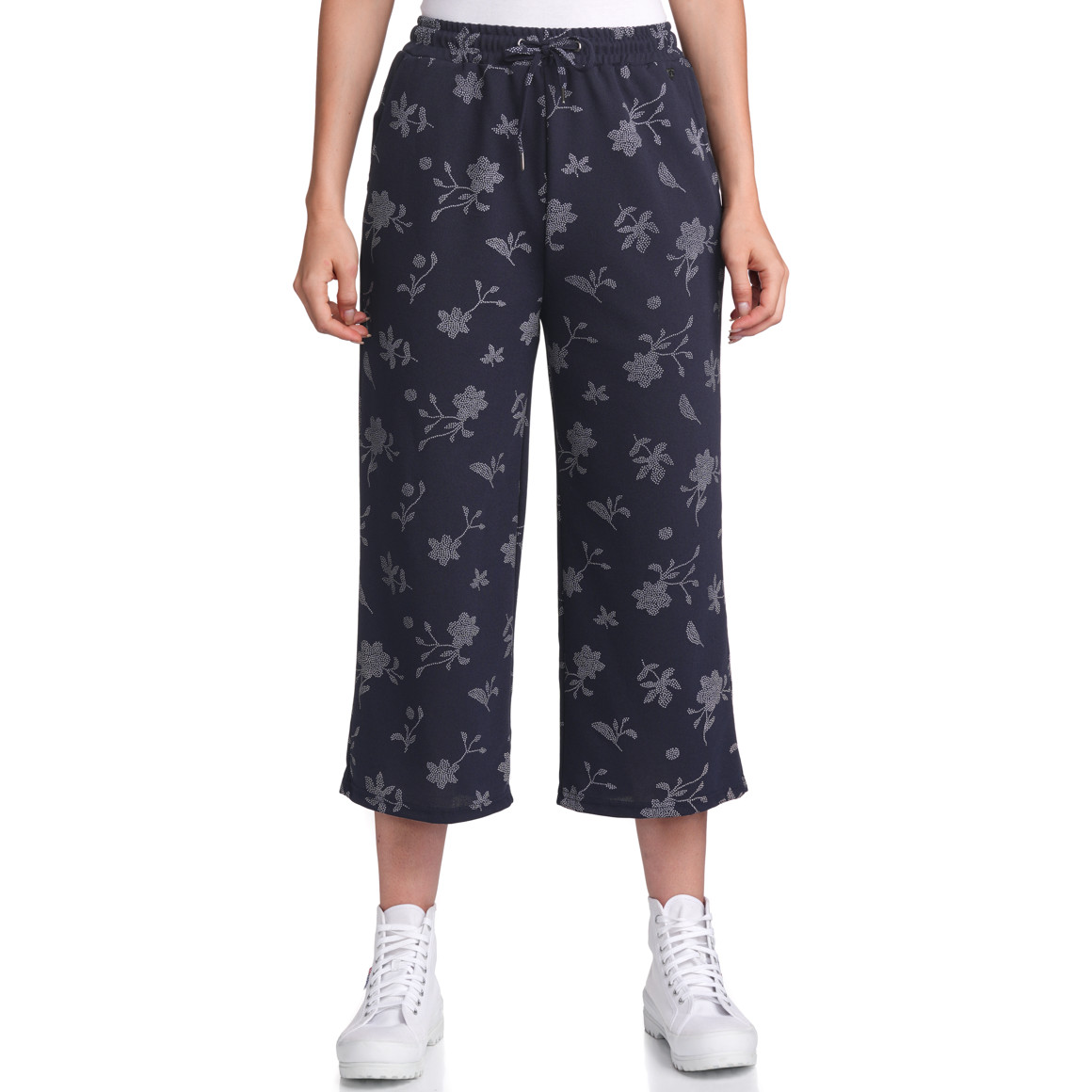 Gina Damen Culotte mit Blumen-Muster dunkelblau