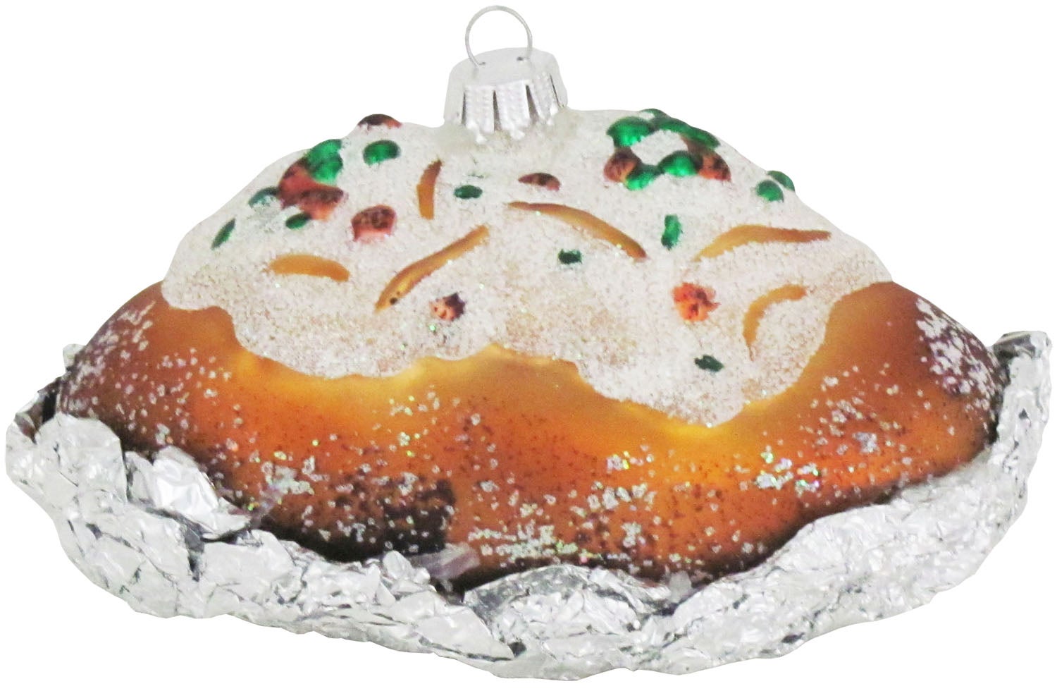Aardappel in folie 10 cm, glazen ornament, mondgeblazen, met de hand versierd (1), 1 st., Kerstboomballen, Kerstboomversieringen, Kerstboomhangers