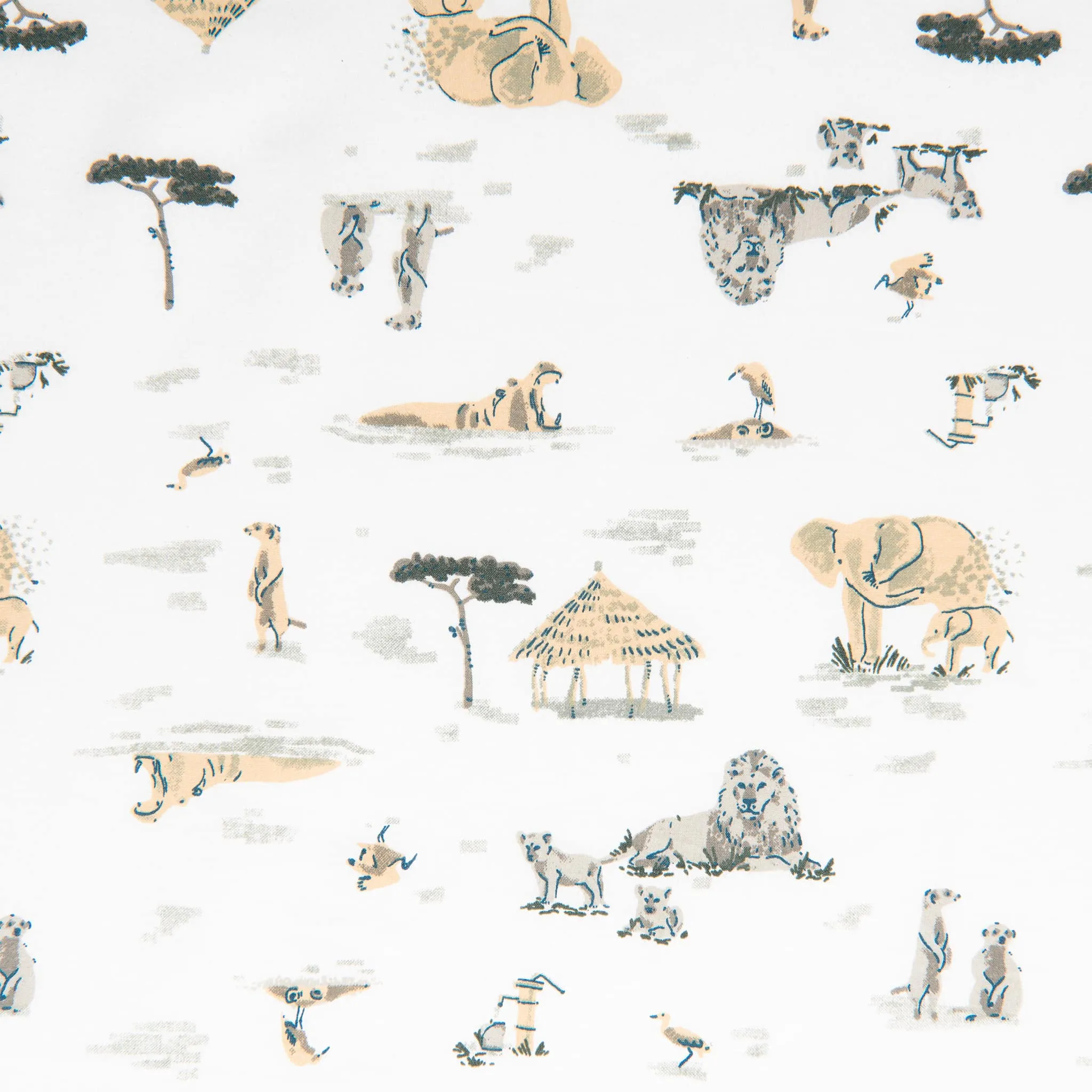 Perlimpinpin Drap Contour pour Lit de Bébé - Safari