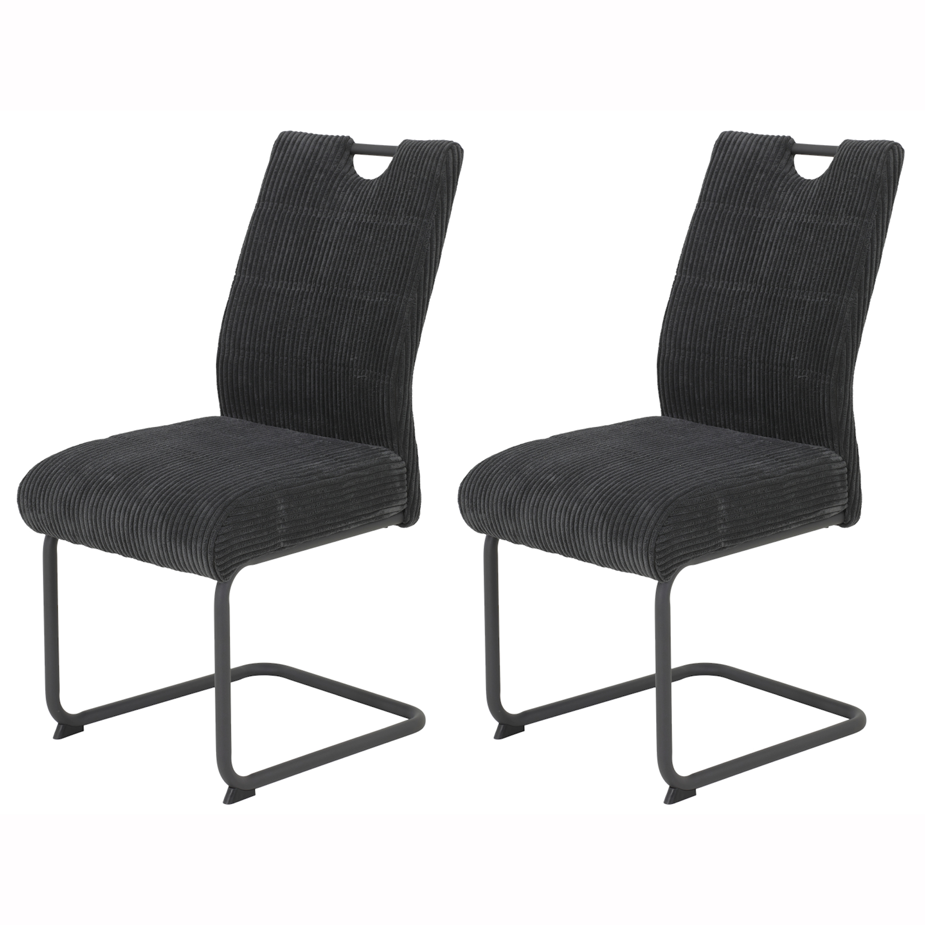 2er-Set Schwingstuhl - anthrazit - Cord