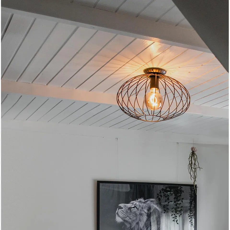 Qazqa plafondlampen margarita zwart e27