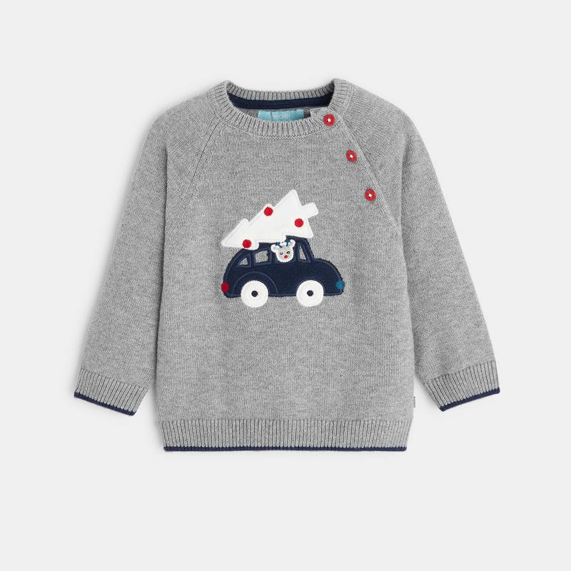Pull maille patch gris bébé garçon Gris ou noir