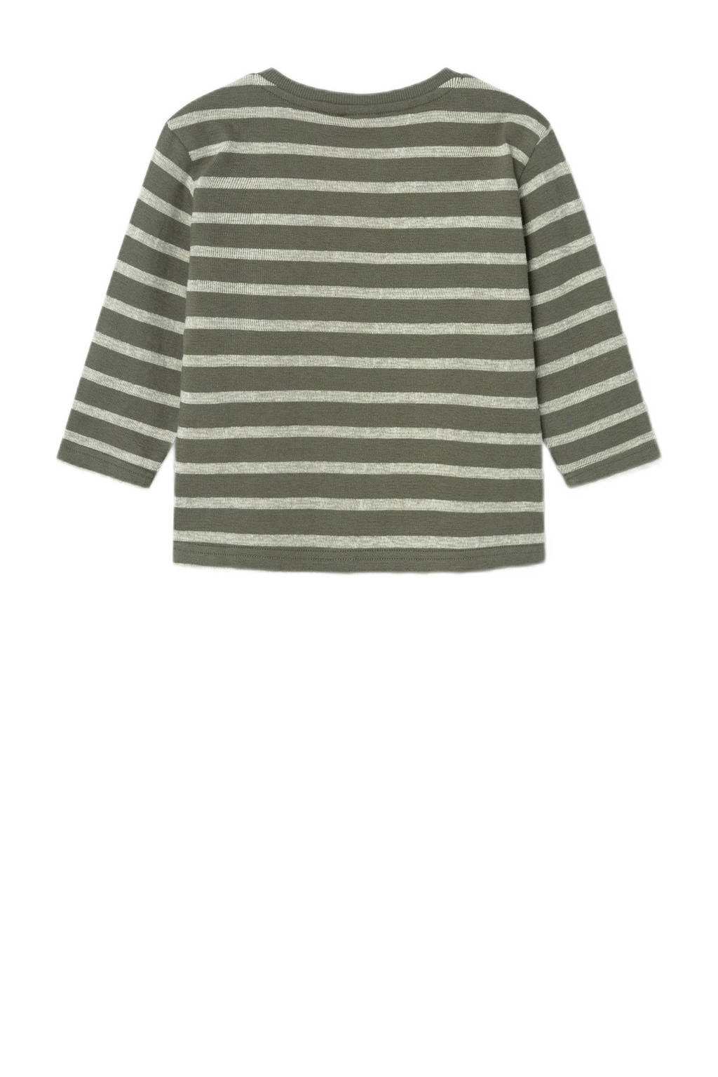 NAME IT gestreepte longsleeve NMMNIKS groen/wit
