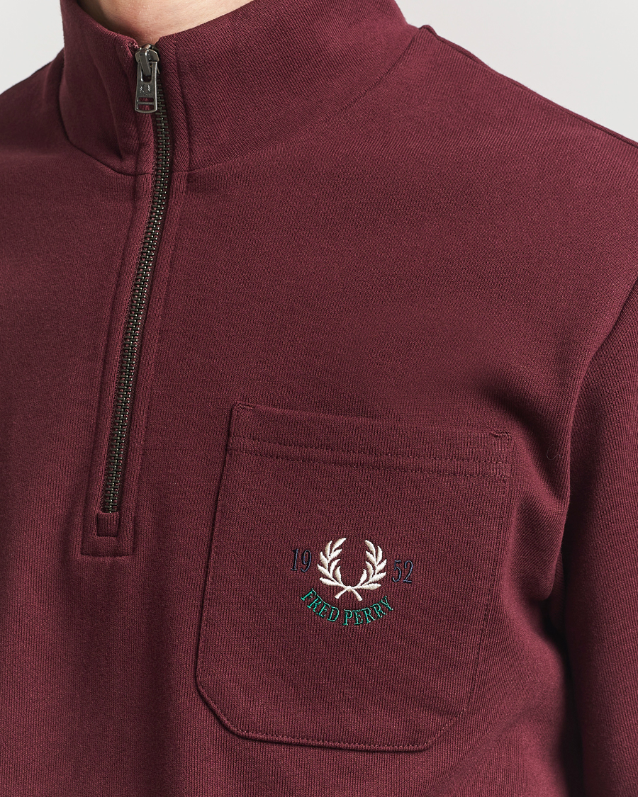 Fred Perry Embroidered Champion Half Zip Oxblood