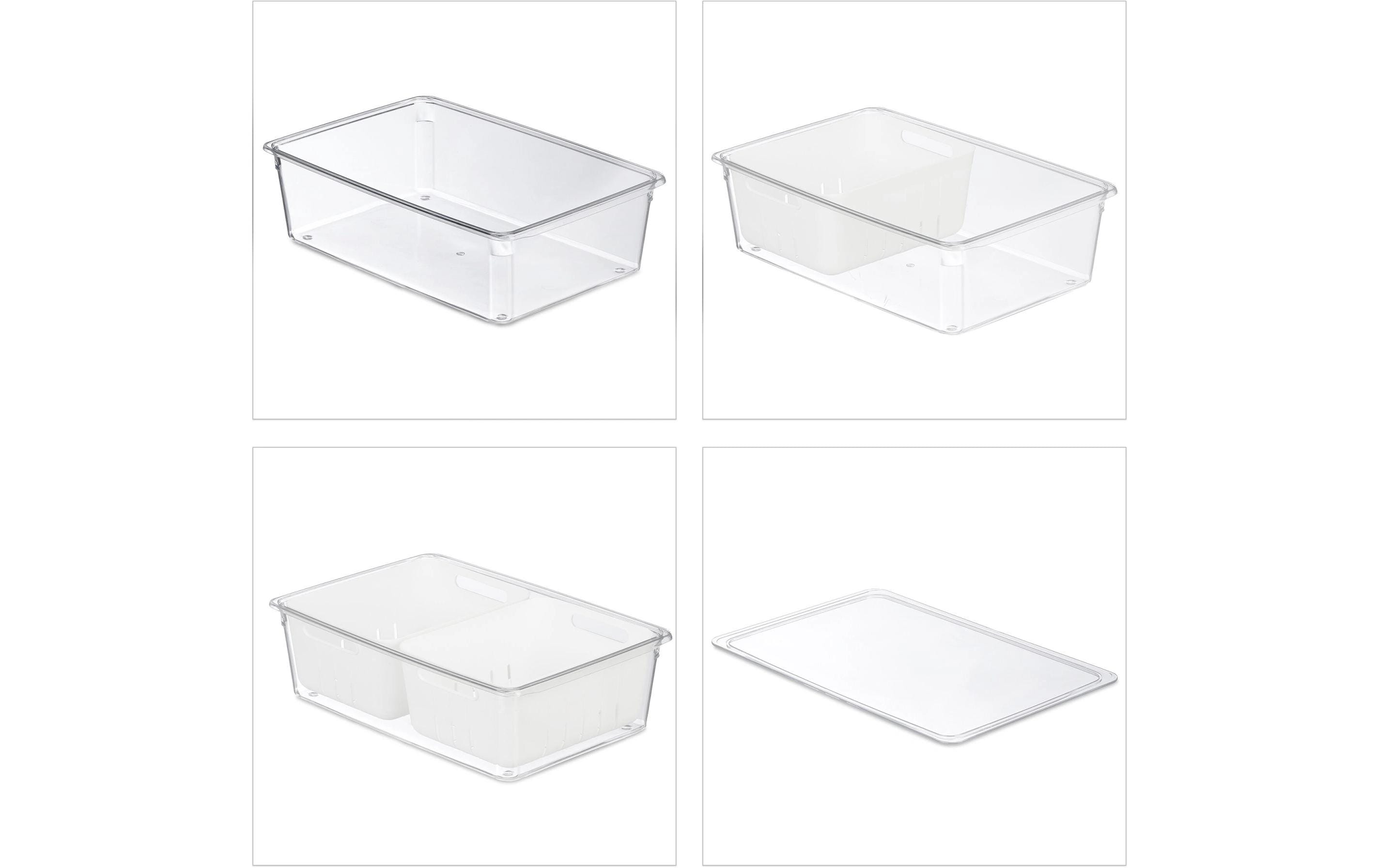 Kühlschrankorganizer 800 g, 3 Stück, Transparent/WeissStapelbare Obstfrischhaltebox im 3er Set