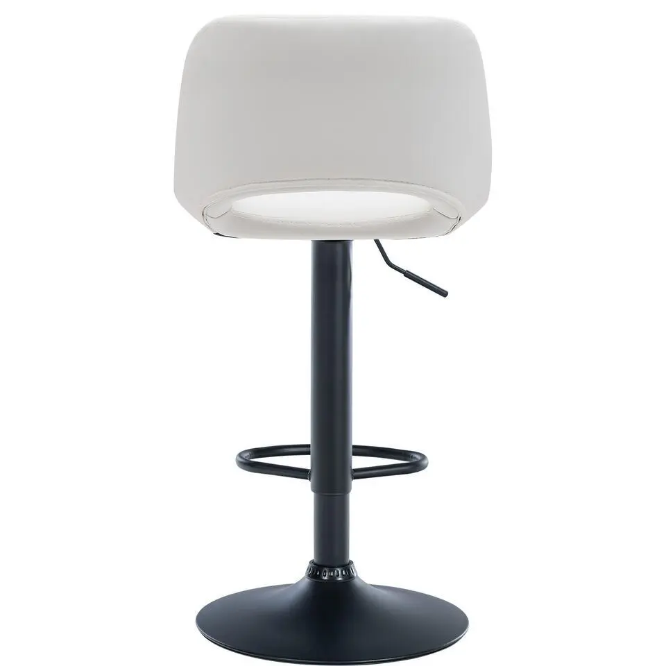 CLP Set van 2 Barkruk Camden mat zwart Frame - Kunstleer - wit