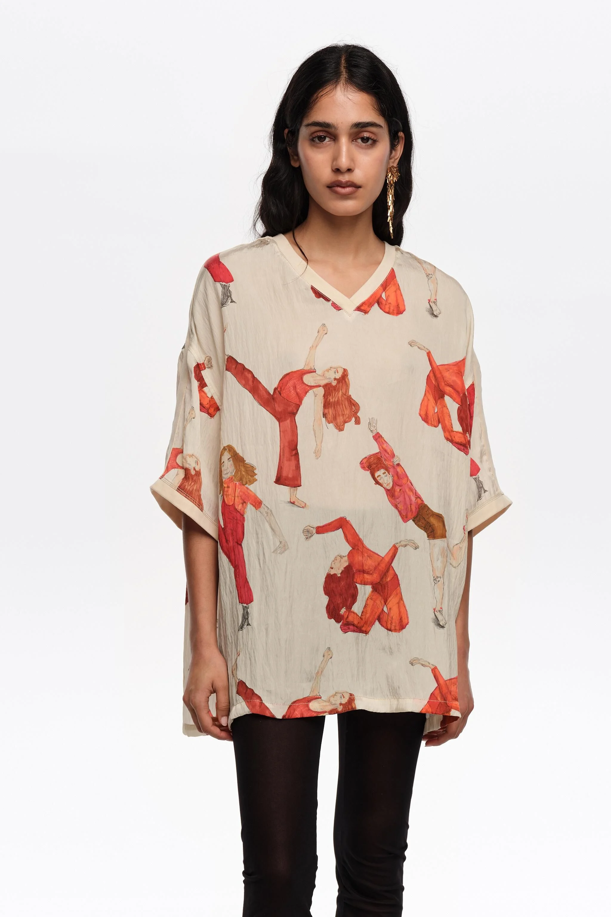 Camiseta oversized fluida para dançarinos