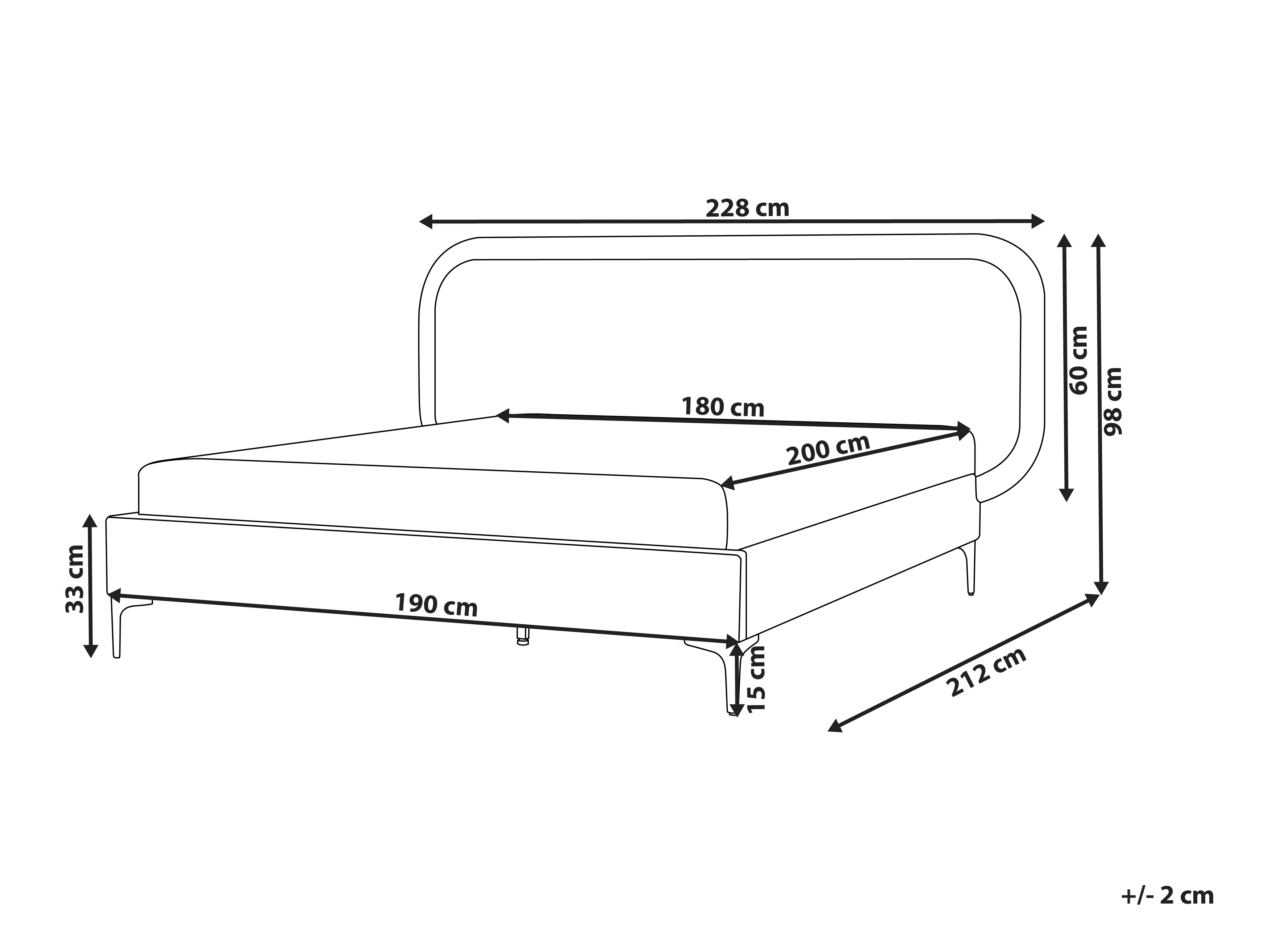 Bed Fluweel SUZETTE 180 x 200 cm Lichtbeige