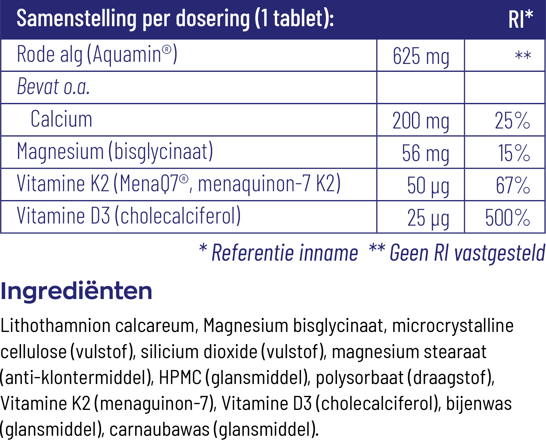 Vitakruid Osta K2 & D3 Algae Met Calcium & Magnesium (90 tabletten)