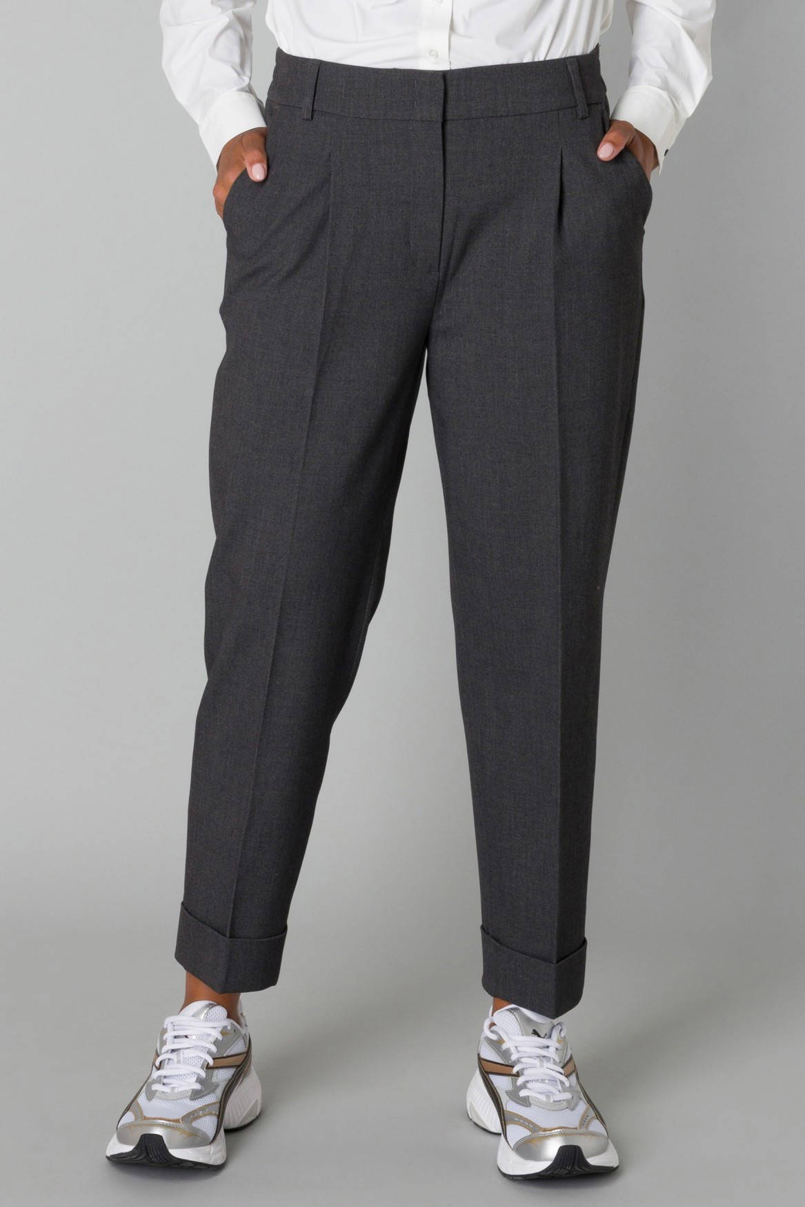 Yest gemêleerde straight fit pantalon grijs melange