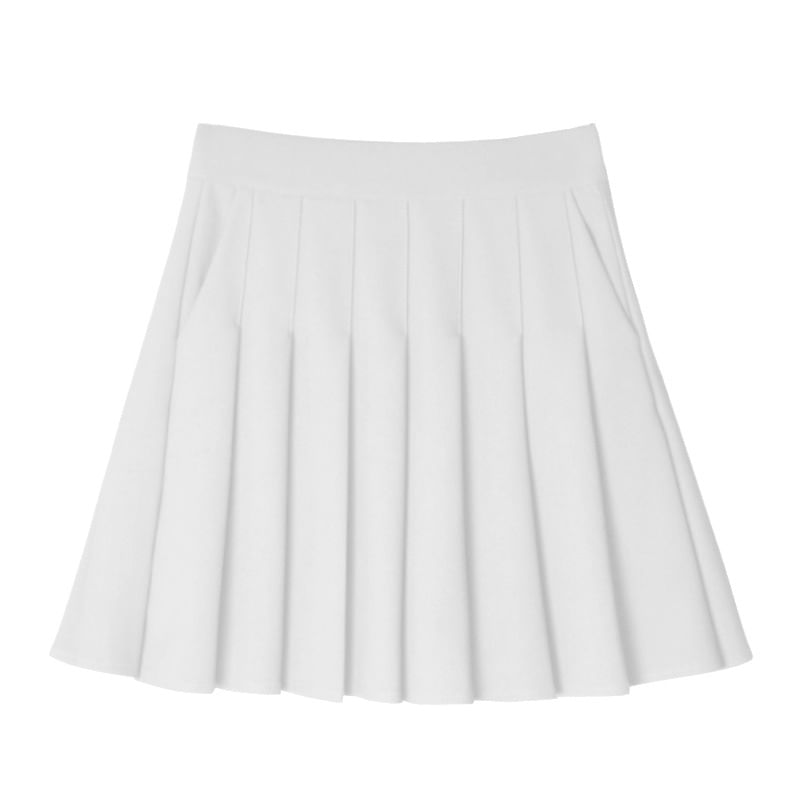 Woohan - Hoge taille effen mini geplooide rok