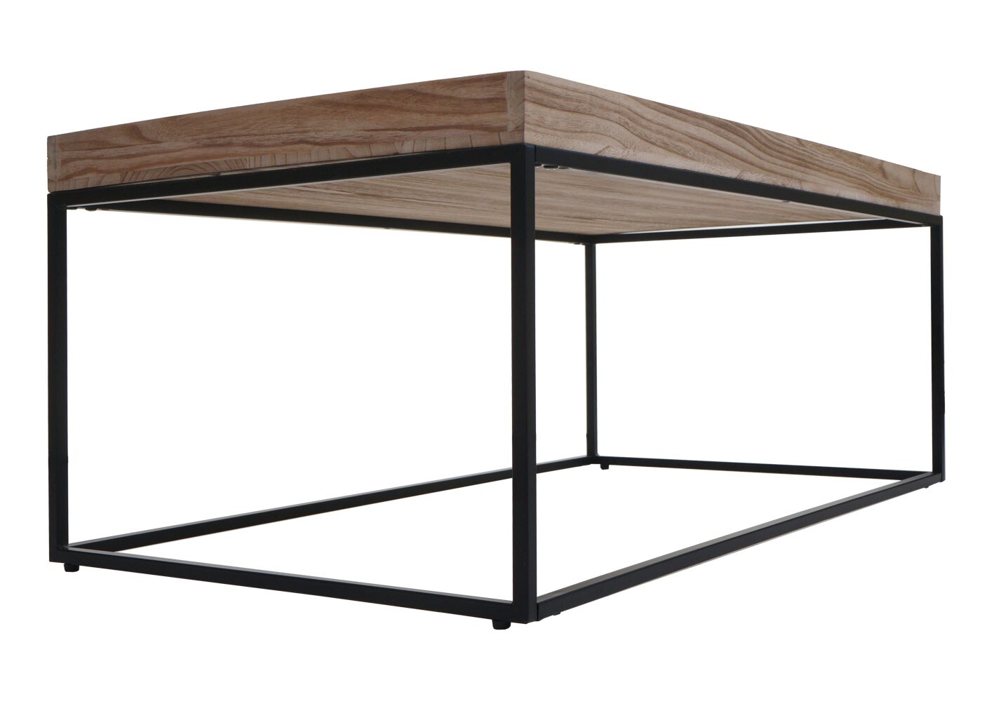 Couchtisch MCW-K71, Kaffeetisch Beistelltisch Tisch, Holz massiv Metall 46x110x60cm ~ naturfarben