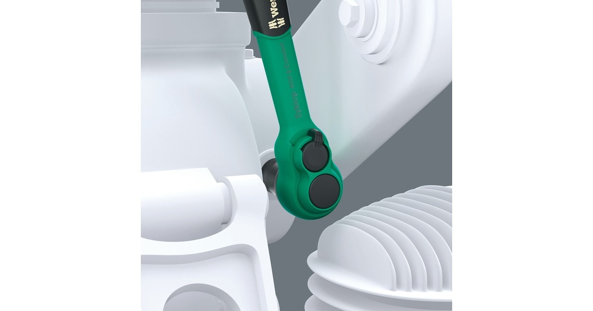 Wera8010 B Zyklop Comfort ratel  (Zwart/groen, met omschakelpal en 3/8