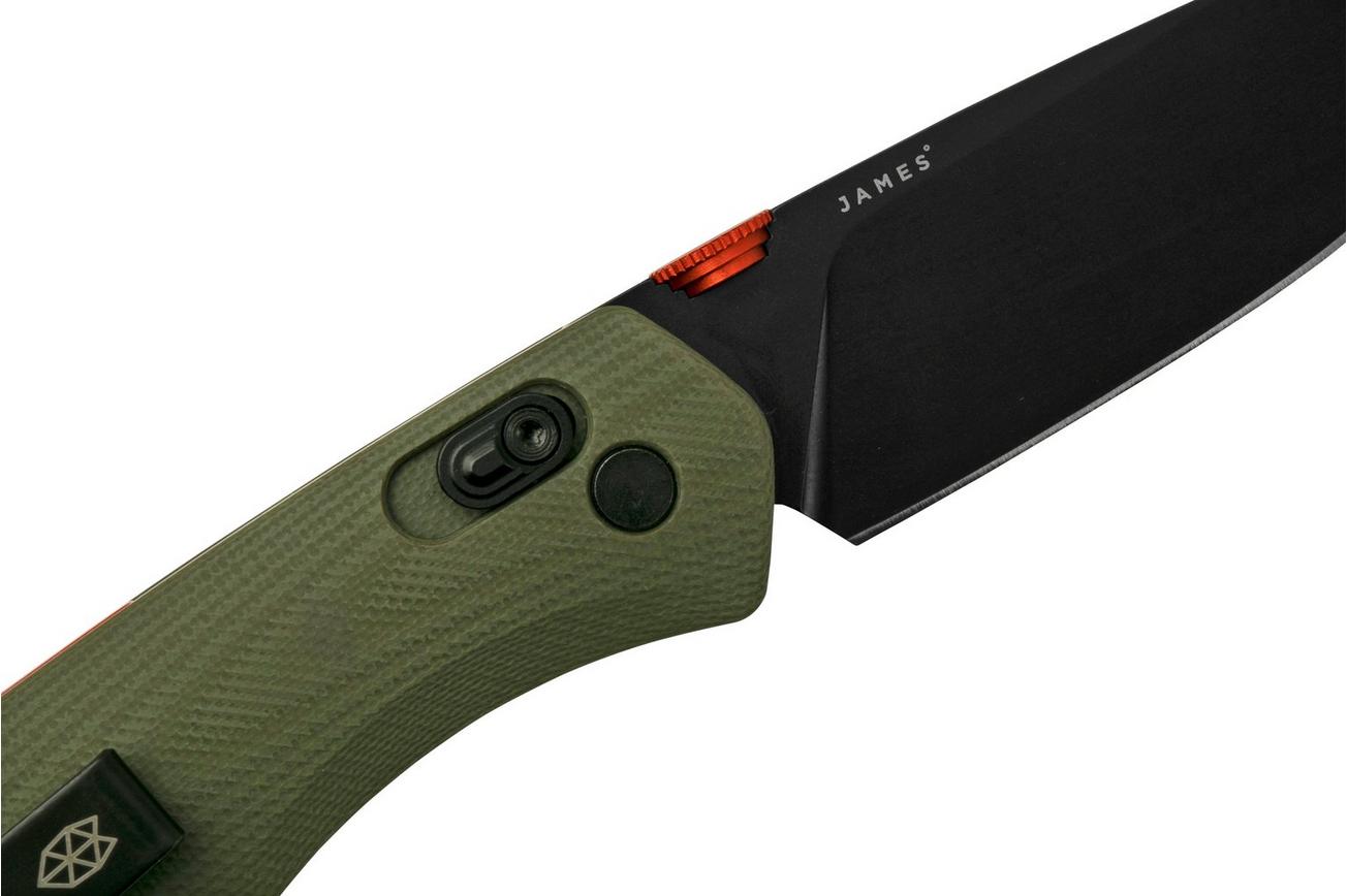 The James Brand The Carter OD Green G10   Orange, Black Straight, JAKN108194-00 zakmes