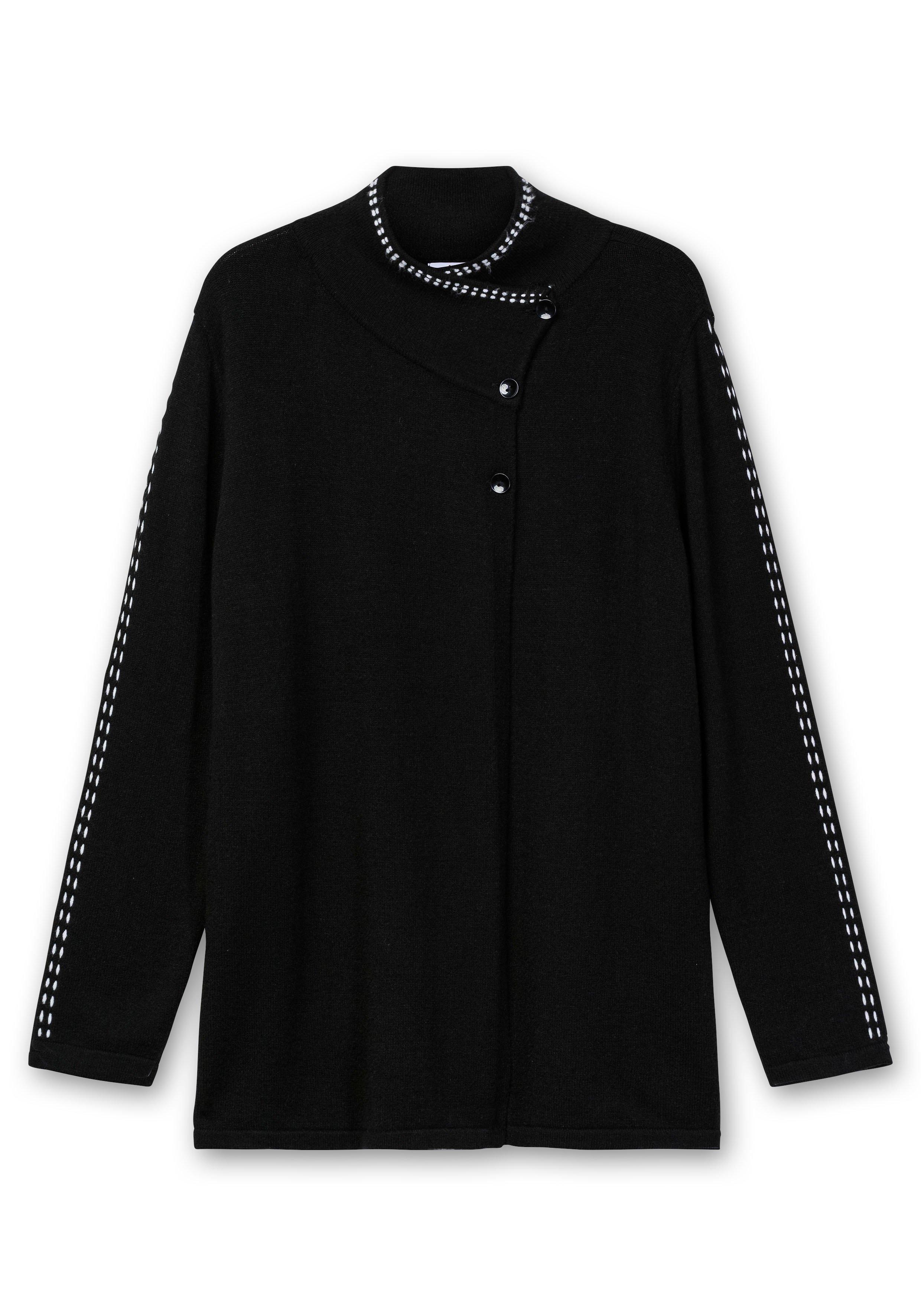 Strickjacke mit Zierstichen und Stehkragen