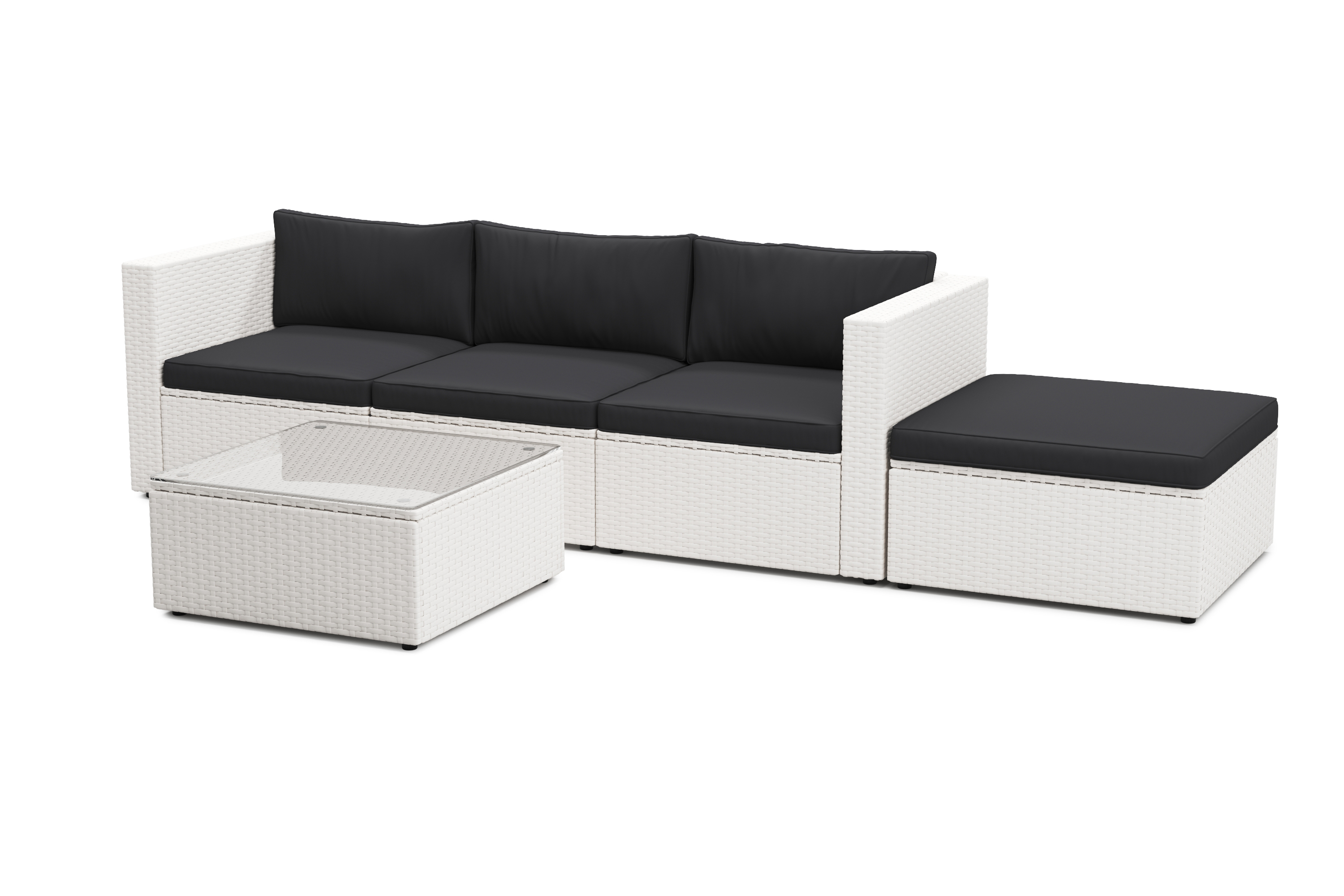 Rattanlounge MALIBU weiss/schwarz