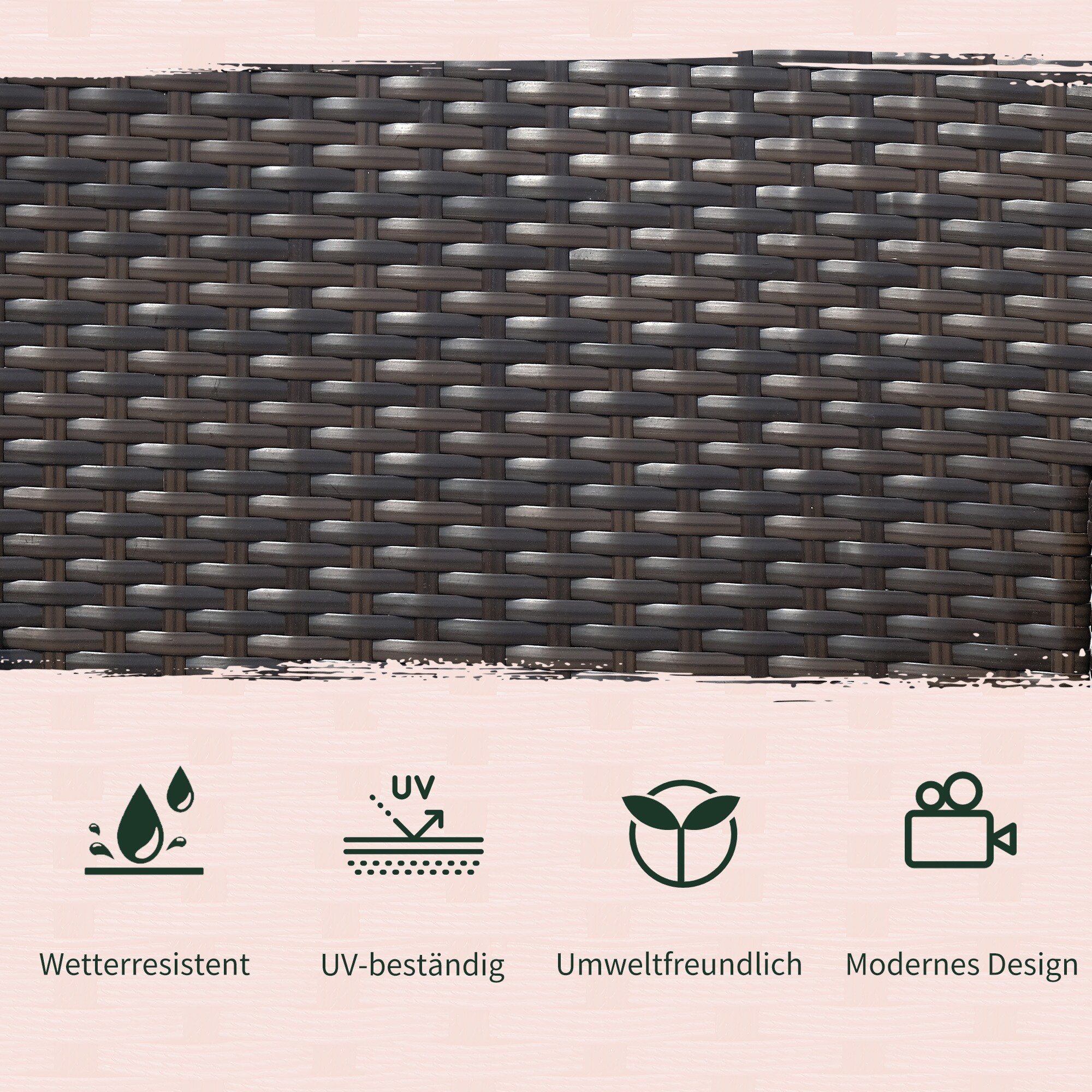 Outsunny Polyrattan Gartenbank 133 x 63 x 84 cm (LxBxH)