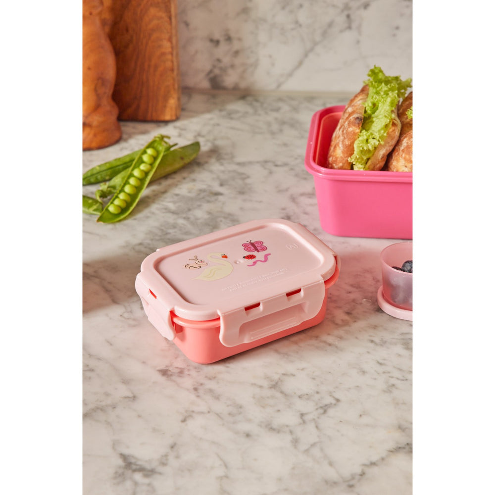 Køb Rice Madkasse Med Airtight Lid Og Wildlife Print - Pink - Small